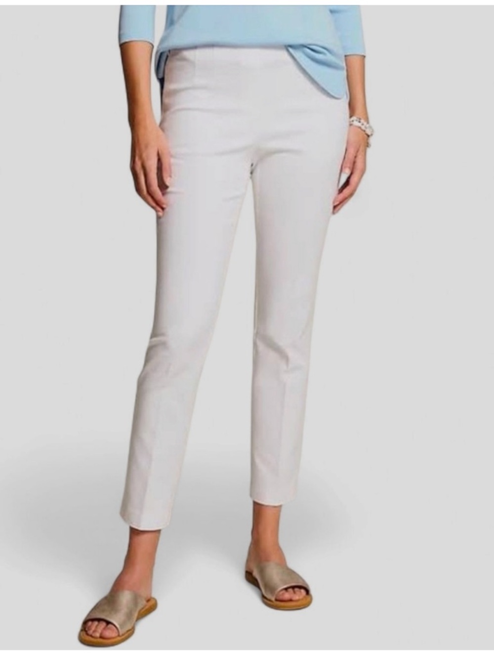 NWT J Jill Essential Cotton Stretch Pants White 6T Straight Leg Pockets Career